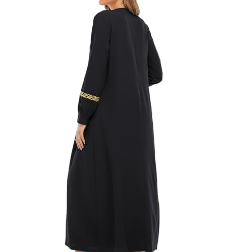 WSPLYSPJY Womens Muslim Abaya Dress Zipper Islamic Robe Pockets Maxi Prayer Clothes with Hijabs - color: Black, size: Medium