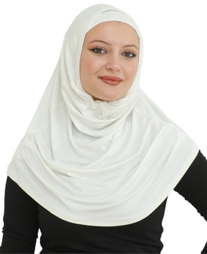 Prien Chic Ready To Wear Hijab For Women, Muslim Long Turban Undercap Set, Instant Scarf, Prayer Clothes For Girls, Abaya - color: Cream