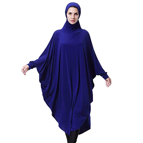 khalat Women's One-Piece Muslim Abaya Dress Large Overhead Prayer Ramadan Long Hijab Dress - color: Blue, size: Medium