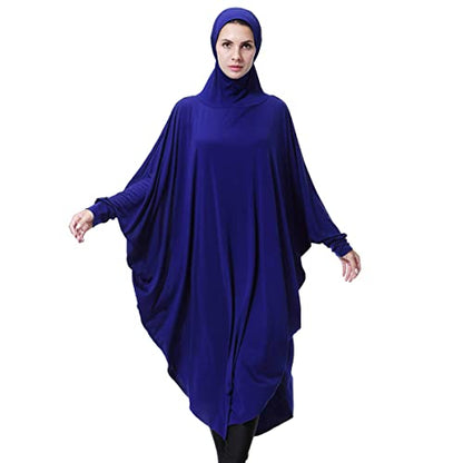 khalat Women's One-Piece Muslim Abaya Dress Large Overhead Prayer Ramadan Long Hijab Dress - color: Blue, size: Medium
