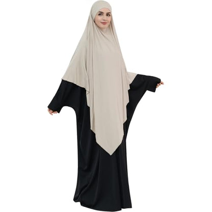 khalat Muslim Stretch Hijab Solid Color Full Cover Hijab for Women V-shaped Fashion Daily Prayer Hijab - color: Taro