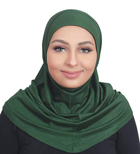 AL AMIRA Hijab one pcs Muslim Hijab Cotton Amira 1 Piece Hood Hijab Tube - color: Green