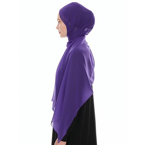 Chiffon Hijab Scarf for Women - Chiffon Hijab Muslim Headscarf Shawl - Soft Fashion Scarf Muslim Headscarf Shawl - color: Purple