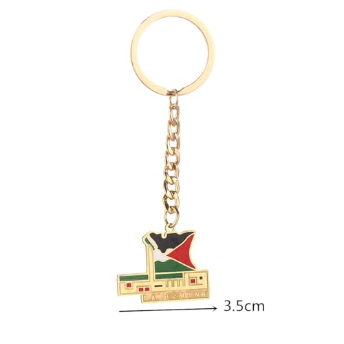 Chuangbang Jewelry Middle East Arab Palestine Watermelon فلسطين‎‎ Map Hebrew language Keychain Key Ring Jewelry - color: Gold 1