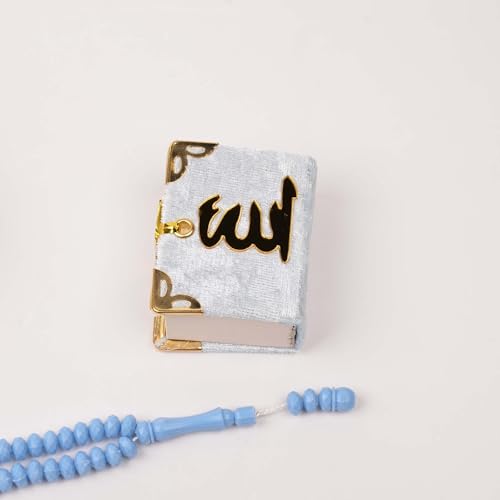 BABY SHOWER CHOCOLATE Set of 10 Islam Quran Tasbeeh Islamic Set | Holy Quran Prayer Beads Gift Box Favor (Blue) - color: Blue