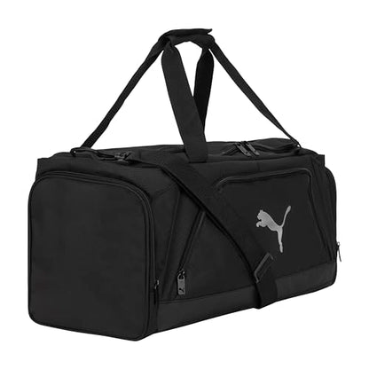 PUMA Accelerator Duffel Bag with Removable Strap & Shoe Pocket - color: Black/Silver
