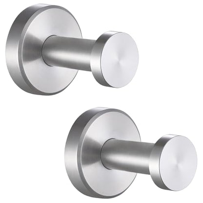 APLusee Brushed Nickel Bathroom Towel Hooks, 304 Stainless Steel Coat Hook 2 Pack, Heavy Duty Towel Hanger for Bathroom, Wall Mounted - color: Brushed Nickel, size: 2 Pack