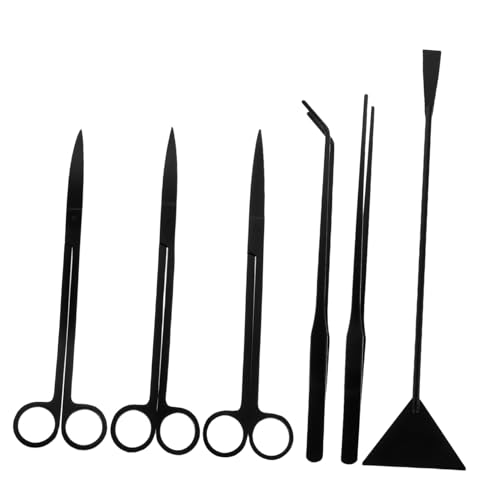 Toyvian 1 Set Aquarium Aquascaping Tools Kit: Stainless Steel Aquatic Plant Scissors Tweezers Spatula Fish Tank Maintenance Water Grass Trimming