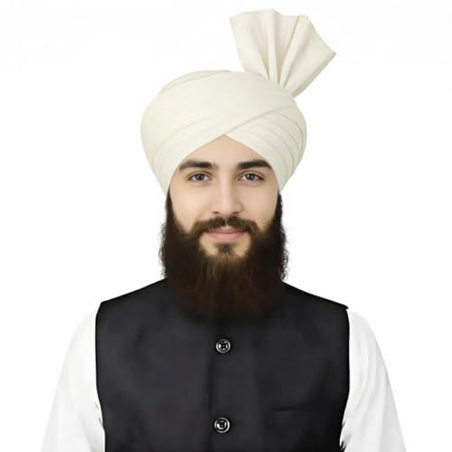 Turban For Men (156 Inches) Long Cloth – Muslim, Sikh, Punjabi Headwrap | For Prayer, Festivals & Special Occasions - color: Off-white
