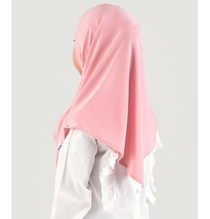 Modefa Islamic Girl Child Practical Amira Hijab Two Piece Muslim Scarf & Bonnet - Instant Easy Hijab - color: Pink