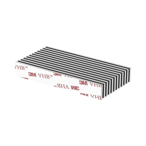 N52-2.5" x 3/8" x 1/16" - 12 Pack, Powerful Rare Earth Rectangular Magnet with 3M 4920VHB Adhesive, Neodymium Bar Magnets, Self Adhesive Block Magnet, Strong Neodymium Magnets Strips - color: Silver