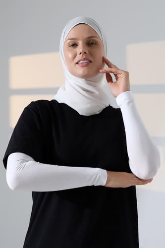 ihvan online, Hijab Sleeves for Women, Muslim Arm Sleeve for Prayer, Women's Soft Stretchy Modest Sleeves to Cover Arms - color: White