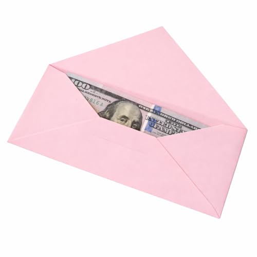 Money Envelopes – V-Flap Foil Border Luxury Gifting Money Envelopes (3" x 7") – Perfect for Weddings, Invitations, Baby Showers, Photos, Graduations, and Birthdays (Pink) - color: Pink