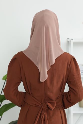 Aisha's Design Pre-tied Cotton-Chiffon Scarf for Women Practical Veil Instant Scarf Hijab Stylish Design - color: Dark Mink