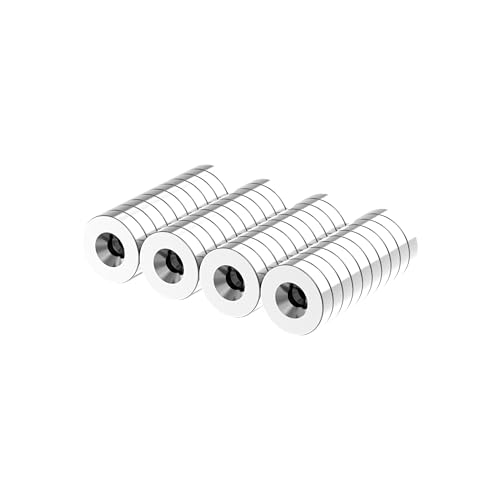 N52 Magnet -12x3mm - 40 Pack with #4 Screw Countersunk Hole Powerful Rare Earth Ring Magnets, Super Strong Small Neodymium Mounting Magnets for Tool,Crafts,Cabinet Countersunk Magnet - style: 12 x 3mm - #4 Screw Hole