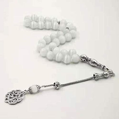 Natural 5A Stone Cat's Eye Tasbih 8mm 10mm 12mm Prayer Beads 33 45 66 99beads Stone Rosary (10mm x 45beads) - size: 10mm x 45beads