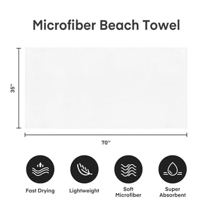 JML Microfiber Bath Towels, White, 35" x 70", 2 Pack - color: Microfiber White, size: 2 Pack (35 in x 70 in)