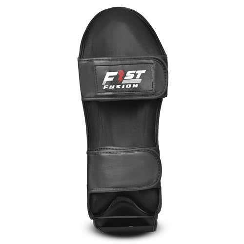 FF MMA Shin in Step Guards Padded Muay Thai Leg Protection for Kickboxing Training Sparring Leg Guards Adjustable Boxing Shininstep x2 - color: Black, size: Small-Medium