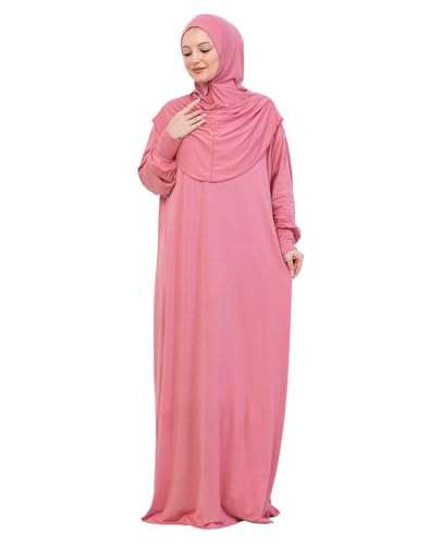 Prien Prayer Dress For Women, Cotton Muslim Abaya, Soft Hijab, Elegant Turkish Islamic Wear For Eid, Ramadan, Umrah, Hajj - color: Dusty Rose