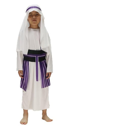 Kids Muslim Thobe Boys Arab Thobe Ethnic Ramadan Islamic Clothing Long Sleeve Arabic Prayer Kaftan Eid Trendy Maxi Dresses - color: White, size: 5-7 Years