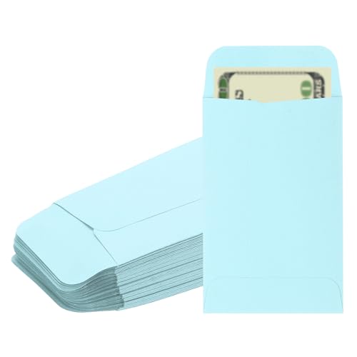 PATIKIL Money Envelope, 50 Pack 3.5" x 2.2" Cash Envelopes Money Holder Bags Budgeting Saving Challenge Letter for Gift Coins Checks Tickets Jewelry Passport Card, Light Blue - color: Light Blue, size: 3.5" x 2.2"