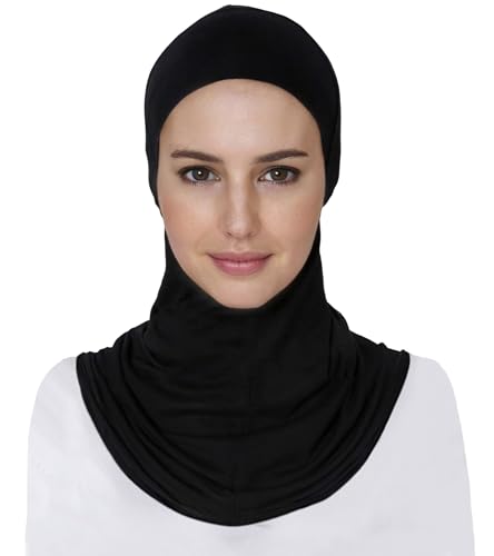 Lina & Lily Modal Jersey Full Coverage Ninja Hijab Undercap with Neck Cover for Muslim Women - color: Black