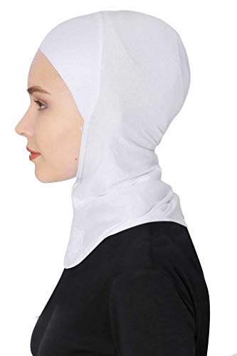 GERINLY Solid Women's Muslin Hijab Sport Head Scarf - Plain Under Scarf Muslimah Turban Cap - Ramadan Accessory - color: White