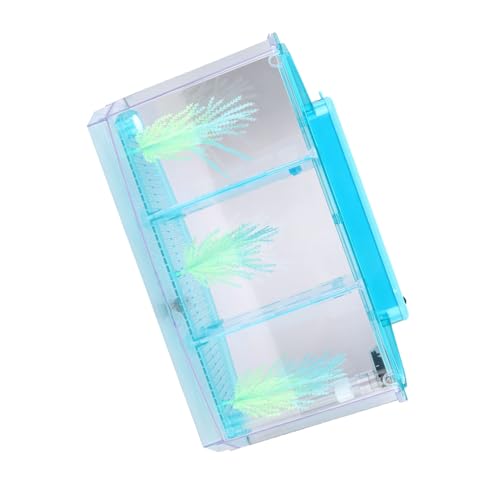 Aquarium Fish LED Acrylic Three Di Breeding Isolation Box for Sm Fishes Bottom of the Change for and Stress Valve (Blue) - color: Blue
