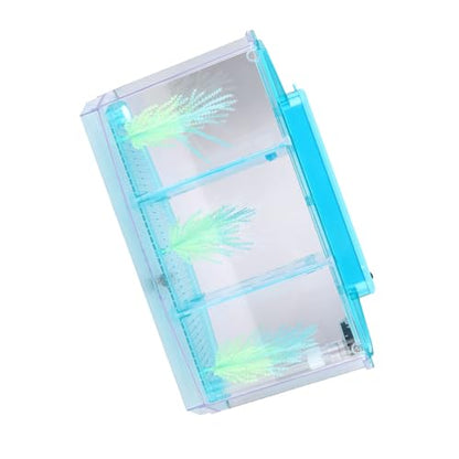 Aquarium Fish LED Acrylic Three Di Breeding Isolation Box for Sm Fishes Bottom of the Change for and Stress Valve (Blue) - color: Blue