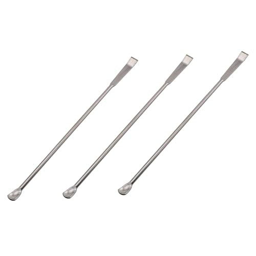 3PCS 150mm/5.9 inch Laboratory Stainless Steel Sampling Reagent Spoon Silver Mixing Scraper Suitable for Home Science School Use