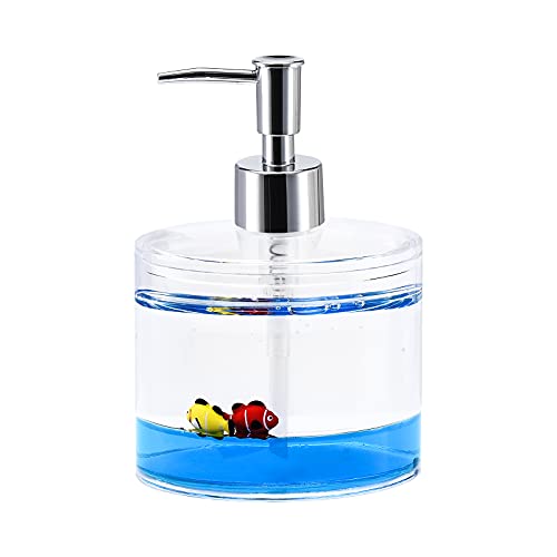 5 Piece Acrylic Liquid 3D Floating Motion Bathroom Vanity Accessory Set Ocean Cartoon Animal Theme Nimo Fish Toothbrush Holder, Tumbler, Soap Dispenser, Soap Dish, Toiletbrush Holder Set - size: 5-piece, style: Fish