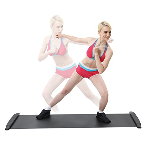 Slide Board with Shoe Cover, Sliding Booties, Slimming Exercise Slide Mat for Leg Pot Training Fitness and Athletic Training (size:200 * 50cm) - color: Black