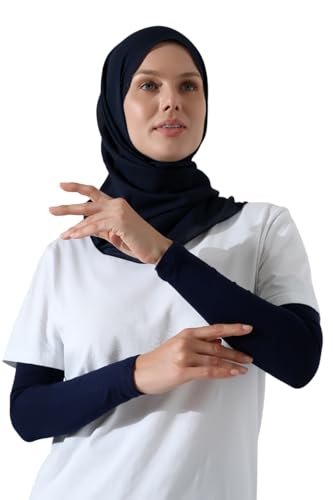 ihvan online, Hijab Sleeves for Women, Muslim Arm Sleeve for Prayer, Women's Soft Stretchy Modest Sleeves to Cover Arms - color: Navy Blue