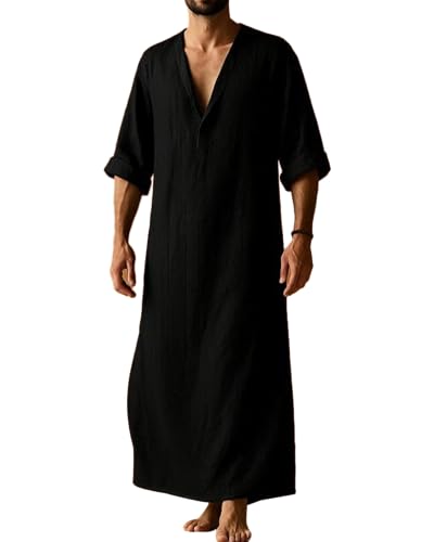 YAOHUOLE Arabic Thobe for Men Islamic Clothing Mens Kaftan Thobe - color: Black, size: XX-Large