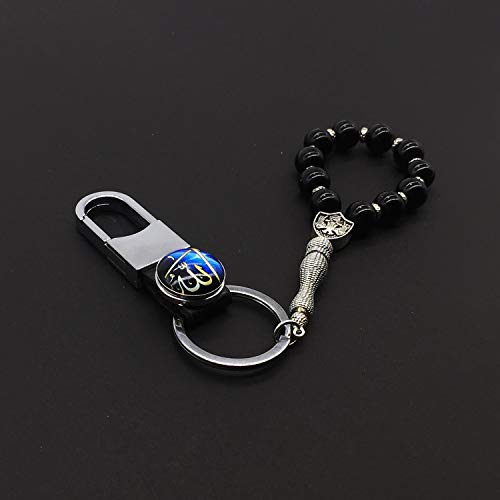 Keychain & Rosary Collection -Car Key Chain-Handbags Holder - color: Leather Keychain 10 Mm-black Beads