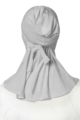 Lina & Lily Jersey Tie Back Hijab Underscarf with Neck Cover Full Coverage for Muslim Women - color: Light Gray