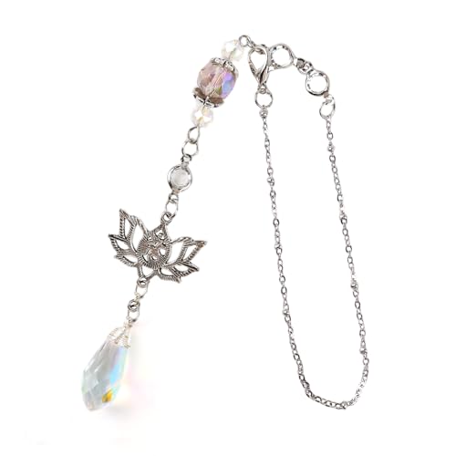 Lotus Healing Crystal Rearview Mirror Charm Christian Suncatcher - style: Lotus