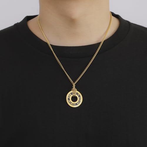 TEAMER Shema Yisrael Necklace Jewish Prayer Hear O Necklace Stainless Steel Hebrew Pendant Religious Vintage Jewelry for Men Women - style: Gold Chain