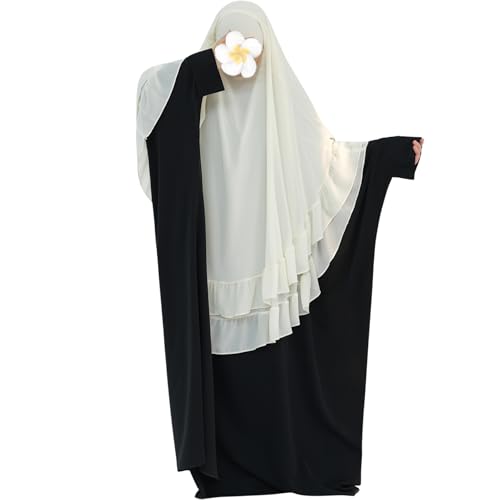 khalat Women's Hijab Chiffon Hijab for Women Muslim 2 Layers Ruffle Lightweight Large Hijab - color: Beige