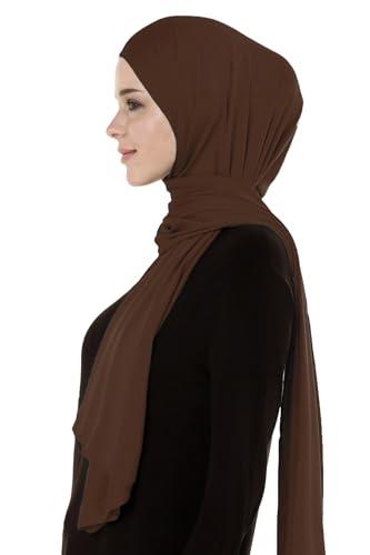 Lina & Lily Breathable Premium Modal Woven Hijab Head Scarf Shawl Wrap for Muslim Women Lightweight - color: Dark Brown