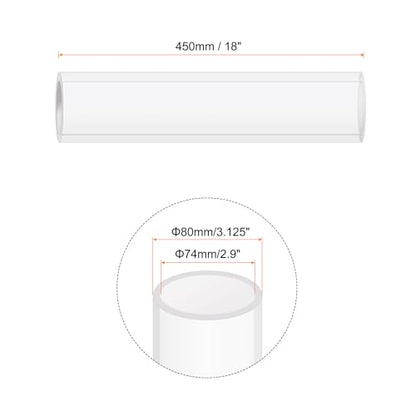 18" Clear Plastic Rigid Pipe 74mm ID x 80mm OD (2.9" ID x 3.125" OD) Acrylic Round Tubing, [for Plumbing, Hydraulics, Aquarium] - size: 2.9" x 3.125"