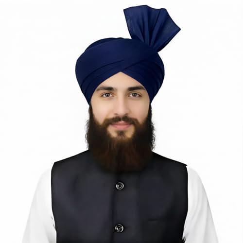 Turban For Men (156 Inches) Long Cloth – Muslim, Sikh, Punjabi Headwrap | For Prayer, Festivals & Special Occasions - color: Navy Blue