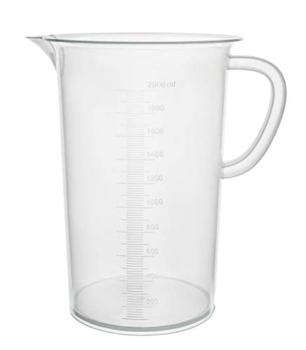 EISCO Plastic Pitcher, 2000mL (2L) - Molded Graduations - Chemical Resistant & Autoclavable Polypropylene - Measuring Jug - size: 8 inches x 9 inches x 8 inches