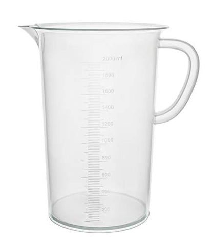 EISCO Plastic Pitcher, 2000mL (2L) - Molded Graduations - Chemical Resistant & Autoclavable Polypropylene - Measuring Jug - size: 8 inches x 9 inches x 8 inches