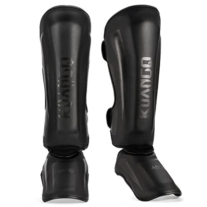 Muay Thai Shin Guards, Muay Thai Martial Arts Kicking Leg Instep Protection Pads Sparring Gear,for Kickboxing MMA Training and Sparring,Professional MMA Equipment - color: Black, size: Large