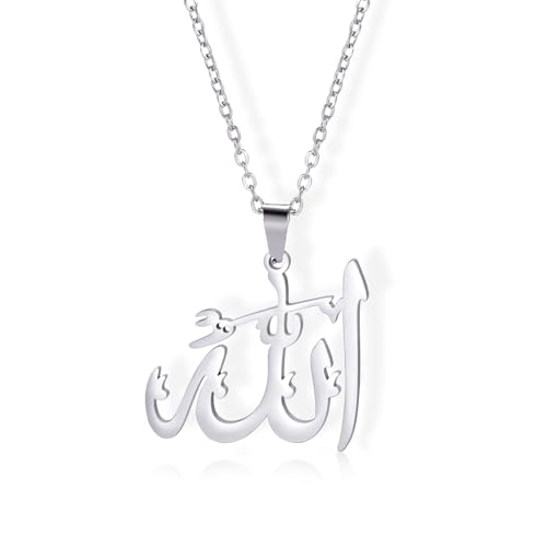 LIKGREAT Allah Necklace for Women Ayatul Kursi Muslim Necklace Allah Pendant Necklace Islamic Muslim Jewelry - color: silver, style: normal ver