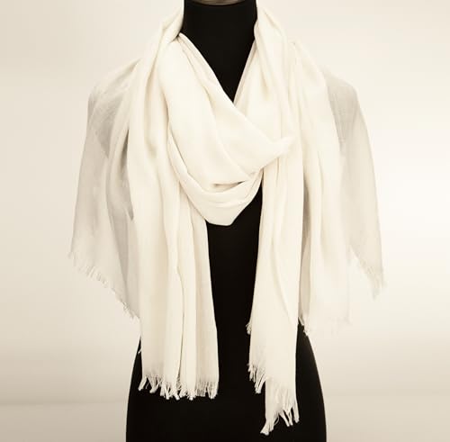 Mealah Womens Shawl Scarf - Lightweight Wrap Scarves Shawl Solid Color Sunscreen Scarve for Spring Summer Season Travel - color: Off-white
