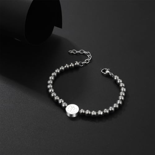 Aroncent Allah Stainless Steel Bracelet: Black Beaded Chain Islamic Jewelry - Ramadan Eid Gift for Men and Women - color: silver
