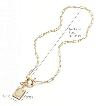 Mint & Lily Gold Initial Necklace for Women – 18K Gold Plated 24” Paperclip Chain with Sparkling Letter Pendant - style: Letter: L