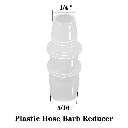 5/16" to 1/4" Hose Barb Reducer Pipe Fittings Adapter, Plastic Joint connector Splicer Mender for Aquarium Household Transport Fuel Gas Liquid Air (Pack of 4) - size: 5/16"-1/4"